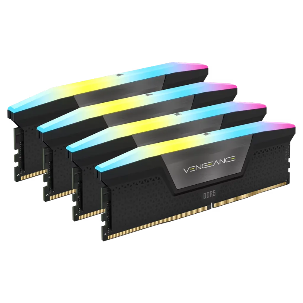 رم DDR5 دسکتاپ 192 گیگابایت 5200Mhz CL38 کورسیر مدل VENGEANCE RGB چهار کاناله (1) رم DDR5 دسکتاپ 192 گیگابایت 5200Mhz CL38 کورسیر مدل VENGEANCE RGB چهار کاناله